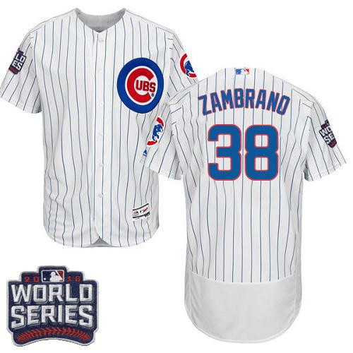 Cubs 38 Carlos Zambrano White Flexbase Authentic Collection 2016 World Series Bound Stitched MLB Jersey
