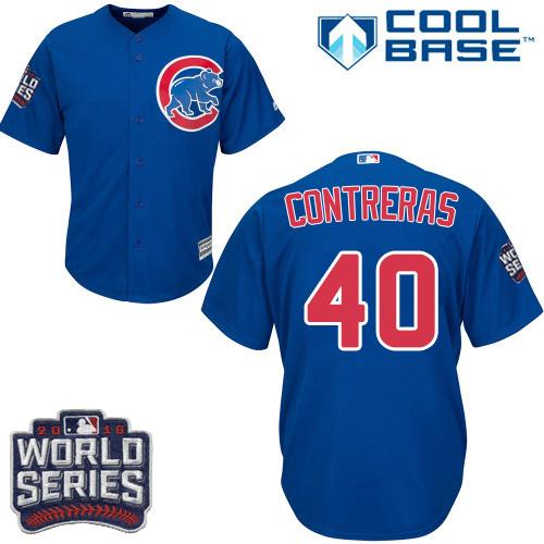 Cubs 40 Willson Contreras Blue Alternate 2016 World Series Bound Stitched Youth MLB Jersey