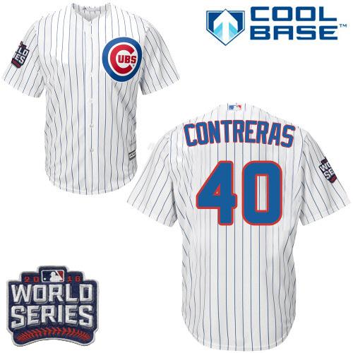 Cubs 40 Willson Contreras White Home 2016 World Series Bound Stitched Youth MLB Jersey