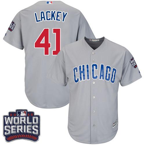 Cubs 41 John Lackey Grey Road 2016 World Series Bound Stitched Youth MLB Jersey