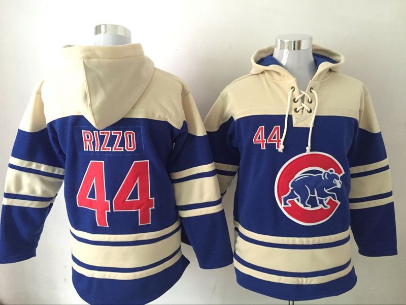 Cubs 44 Anthony Rizzo White Blue Pullover MLB Hoodie