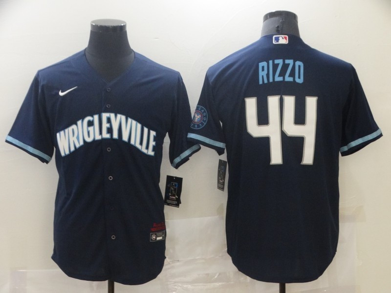 Cubs 44 Wrigleyville Rizzo Navy 2021 City Connect Cool Base Jersey