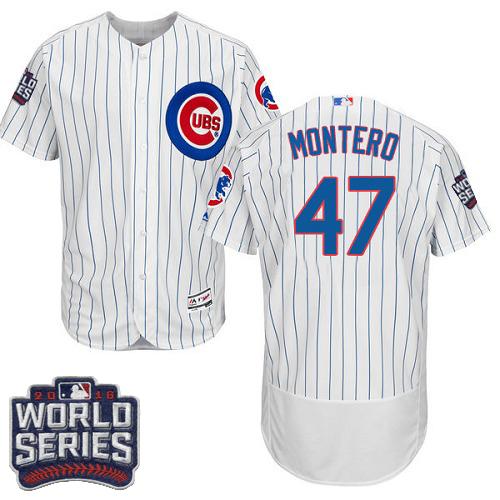 Cubs 47 Miguel Montero White Flexbase Authentic Collection 2016 World Series Bound Stitched MLB Jersey
