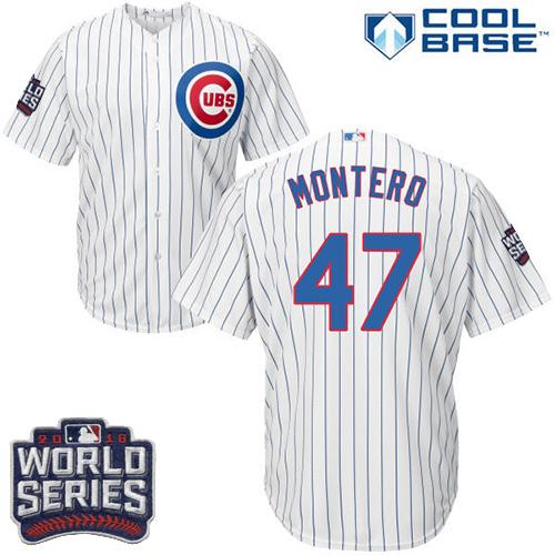 Cubs 47 Miguel Montero White Home 2016 World Series Bound Stitched Youth MLB Jersey