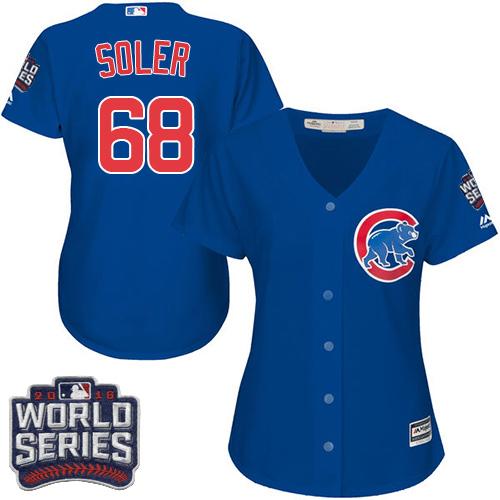Cubs 68 Jorge Soler Blue Alternate 2016 World Series Bound Women Stitched MLB Jersey