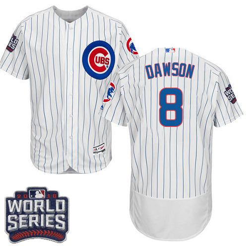 Cubs 8 Andre Dawson White Flexbase Authentic Collection 2016 World Series Bound Stitched MLB Jersey