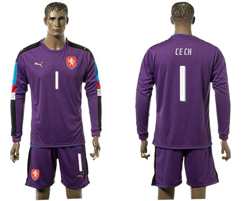 Czech 1 Cech Purple Goalkeeper Long Sleeves Soccer Country Jersey