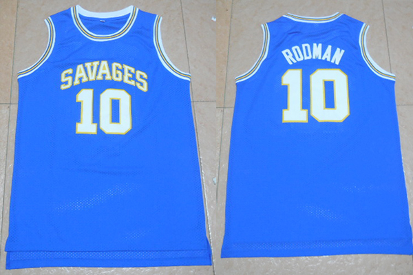 DENNIS RODMAN Jerseys 10 OKLAHOMA SAVAGES college Throwback Stitched Basketball Jersey Navy blue