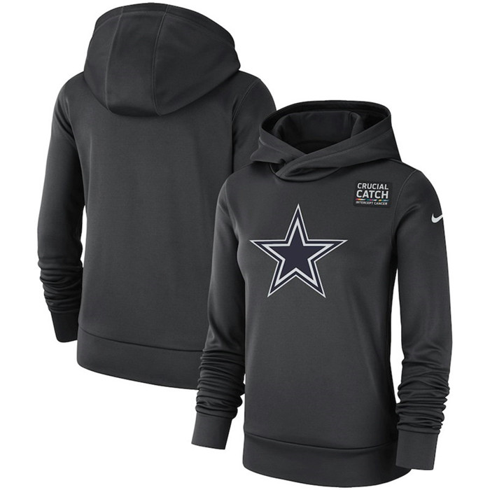 Dallas Cowboys Anthracite Women's  Crucial Catch Performance Hoodie