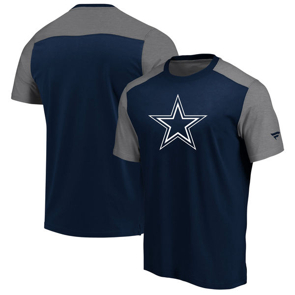 Dallas Cowboys NFL Pro Line by Fanatics Branded Iconic Color Block T Shirt NavyHeathered Gray