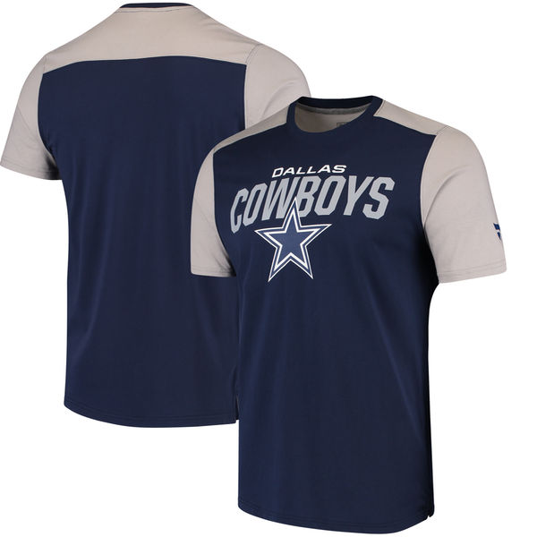 Dallas Cowboys NFL Pro Line by Fanatics Branded Iconic Color Blocked T Shirt Navy Gray