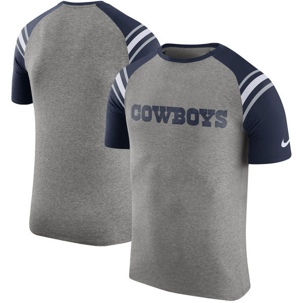Dallas Cowboys  Enzyme Shoulder Stripe Raglan T Shirt Heathered Gray