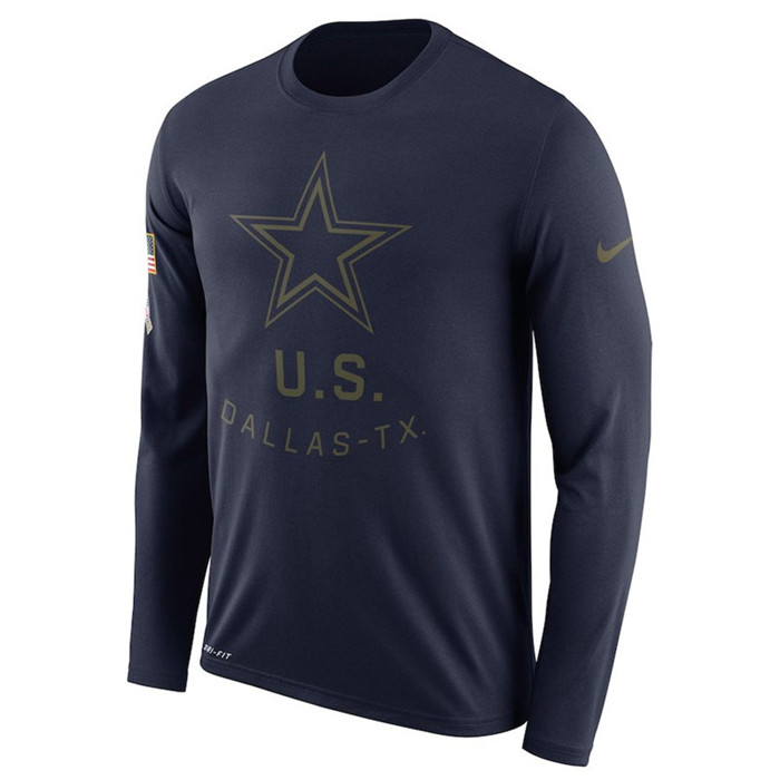 Dallas Cowboys  Salute to Service Sideline Legend Performance Long Sleeve T Shirt Navy