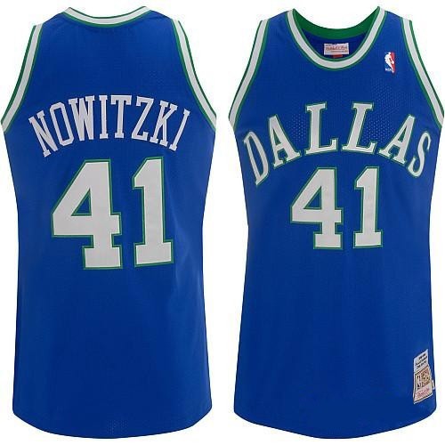 Dallas Mavericks Dirk Nowitzki 41 Throwback Blue NBA Jerseys