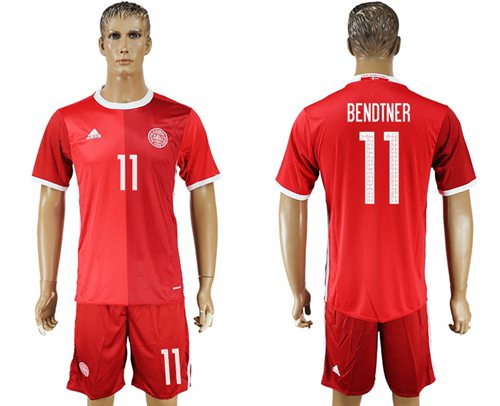Danmark 11 Bendtner Red Home Soccer Country Jersey