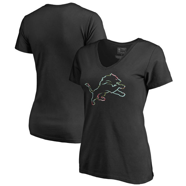 Detroit Lions NFL Pro Line by Fanatics Branded Women's Lovely Plus Size V Neck T Shirt Black