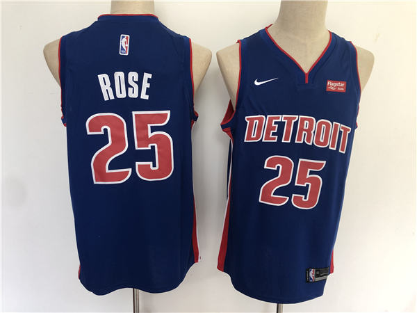 Detroit Pistons 25 Derrick Rose Navy Nike Swingman Jersey