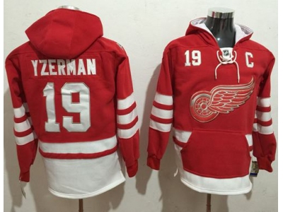 Detroit Red Wings 19 Steve Yzerman Red Name and Number Pullover NHL Hoodie
