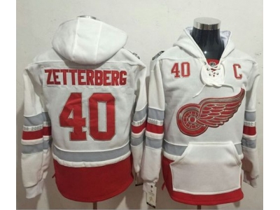 Detroit Red Wings 40 Henrik Zetterberg White Name Number Pullover NHL Hoodie