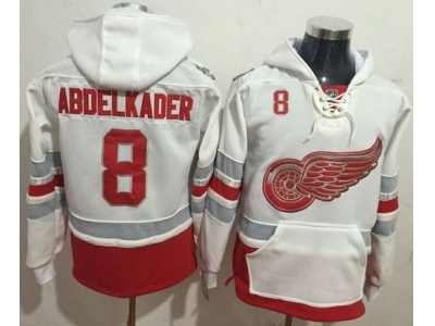 Detroit Red Wings 8 Justin Abdelkader White Name Number Pullover NHL Hoodie
