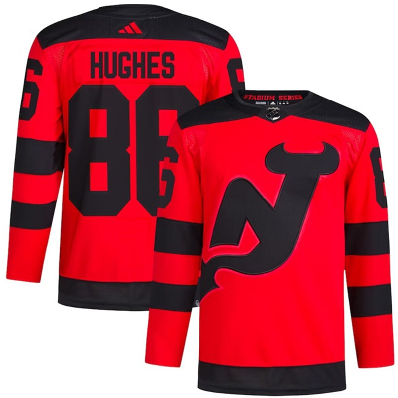 Devils 86 Jack Hughes Red 2024 NHL Stadium Series Adidas Jersey