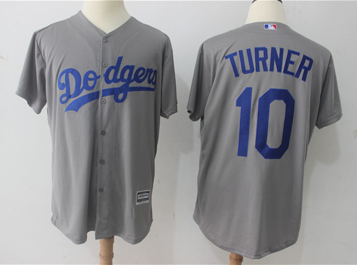Dodgers 10 Justin Turner Gray Cool Base Jersey