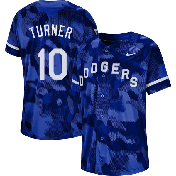 Dodgers 10 Justin Turner Royal Camo Fashion Jersey
