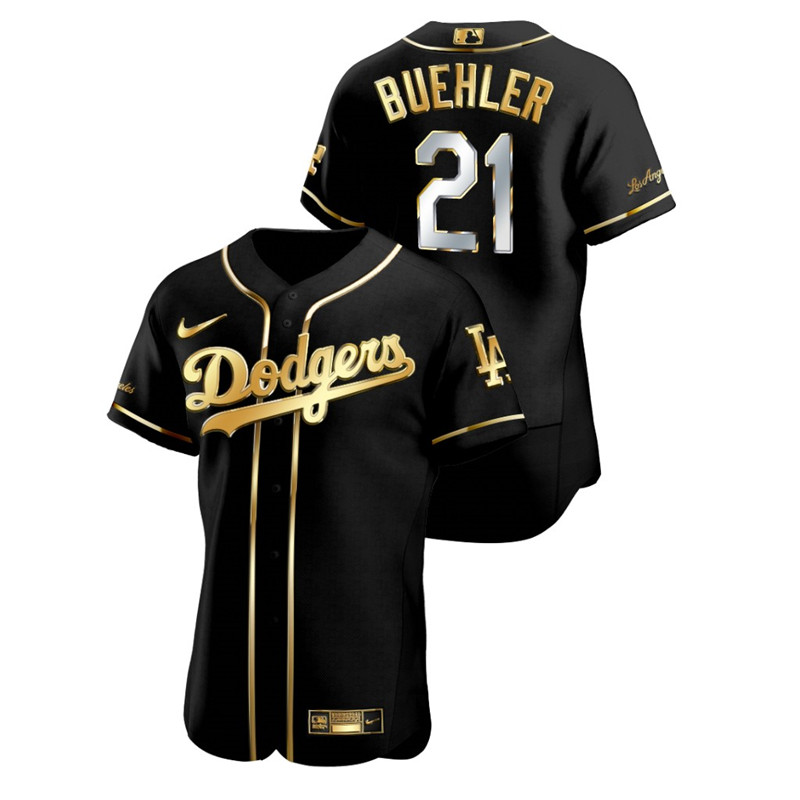 Dodgers 21 Walker Buehler Black Gold 2020 Nike Flexbase Jersey