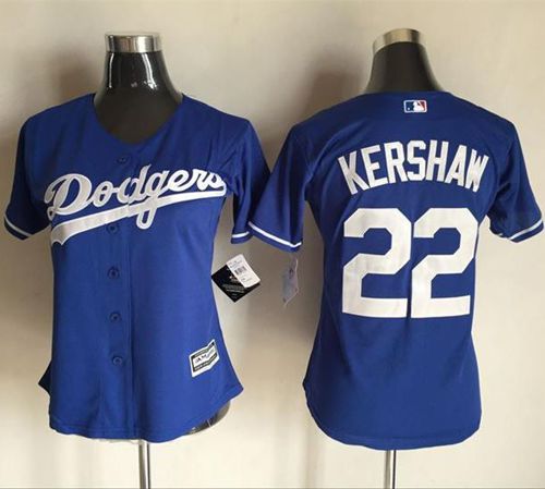 Dodgers 22 Clayton Kershaw Blue Women Alternate Stitched MLB Jersey