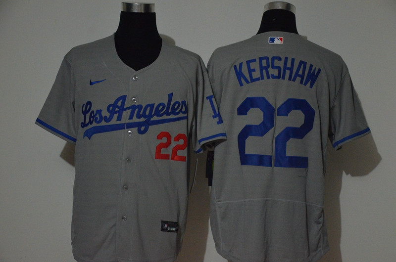 Dodgers 22 Clayton Kershaw Gray 2020 Nike Flexbase Jersey