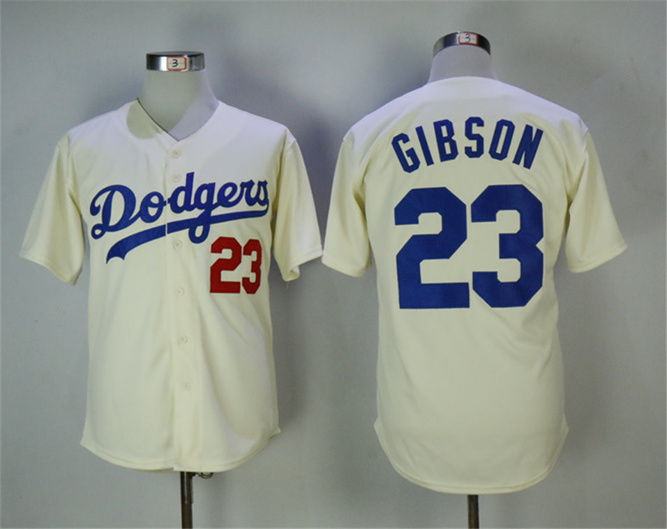 Dodgers 23 Kirk Gibson Cream Mitchell & Ness Jersey