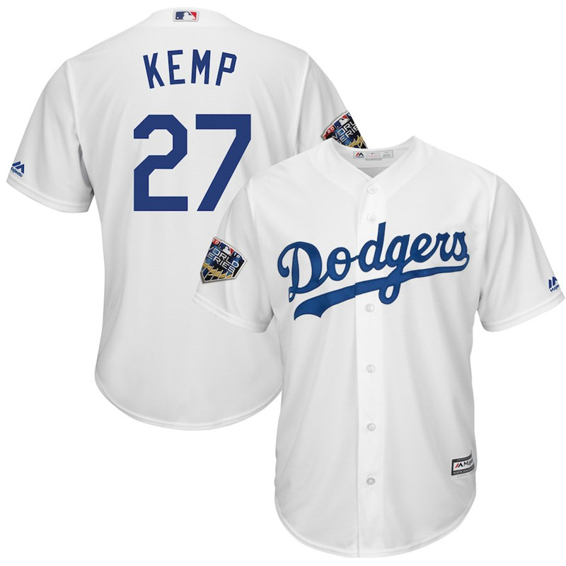 Dodgers 27 Matt Kemp White 2018 World Series Cool Base Player Jersey