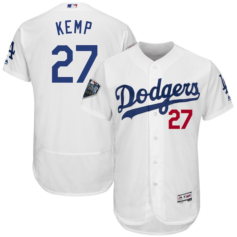 Dodgers 27 Matt Kemp White 2018 World Series Flexbase Player Jersey