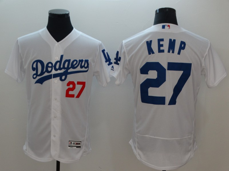 Dodgers 27 Matt Kemp White Flexbase Jersey