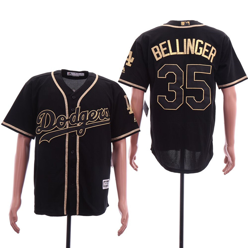 Dodgers 35 Cody Bellinger Black Gold Cool Base Jersey