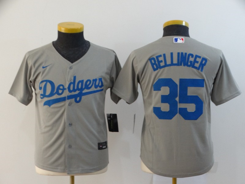 Dodgers 35 Cody Bellinger Gray Youth 2020 Nike Cool Base Jersey