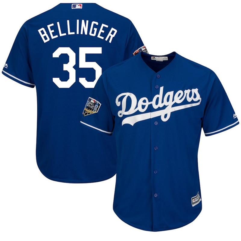 Dodgers 35 Cody Bellinger Royal 2018 World Series Cool Base Player Jersey