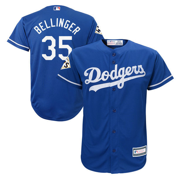 Dodgers 35 Cody Bellinger Royal Youth 2017 World Series Bound Cool Base Player Jersey