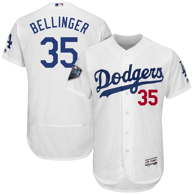 Dodgers 35 Cody Bellinger White 2018 World Series Flexbase Player Jersey