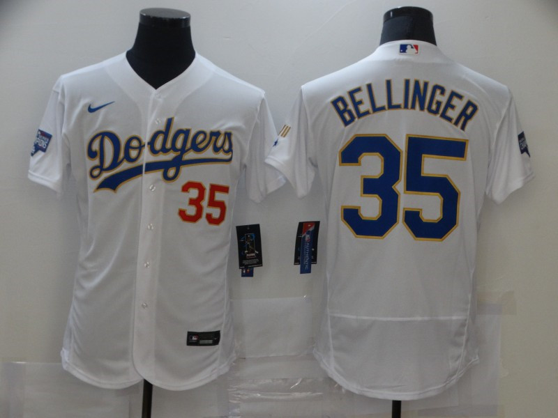 Dodgers 35 Cody Bellinger White Nike 2021 Gold Program Flexbase Jersey