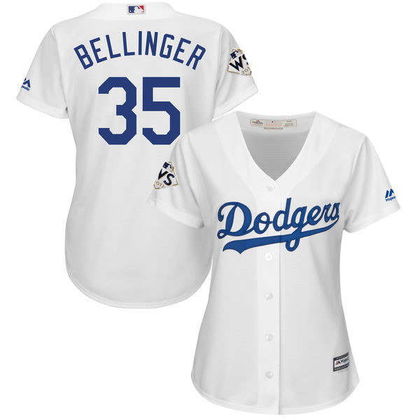 Dodgers 35 Cody Bellinger White Women 2017 World Series Bound Cool Base Player Jersey