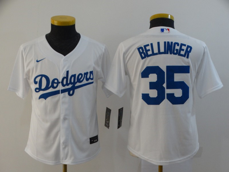 Dodgers 35 Cody Bellinger White Youth 2020 Nike Cool Base Jersey
