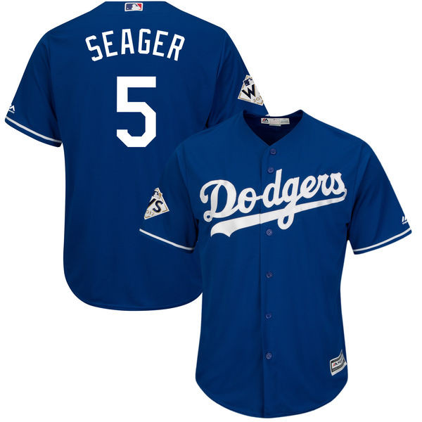 Dodgers 5 Corey Seager Royal 2017 World Series Bound Cool Base Player Jersey