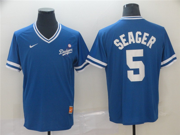 Dodgers 5 Corey Seager Royal Throwback Jersey