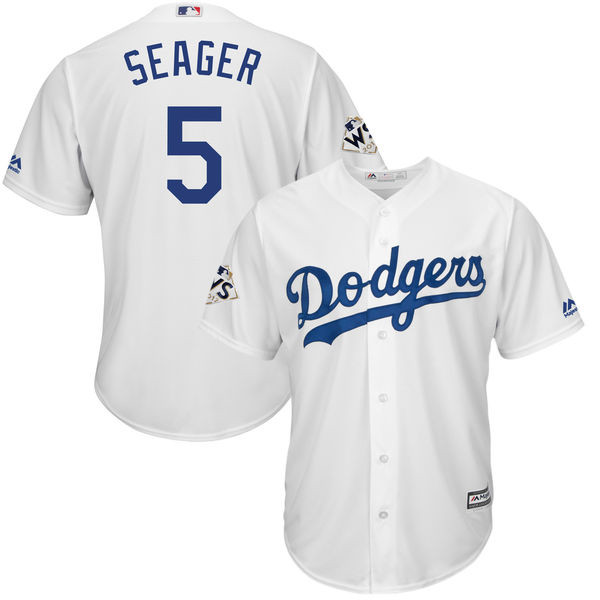 Dodgers 5 Corey Seager White 2017 World Series Bound Cool Base Player Jersey
