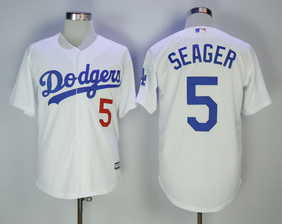 Dodgers 5 Corey Seager White Cool Base Jersey