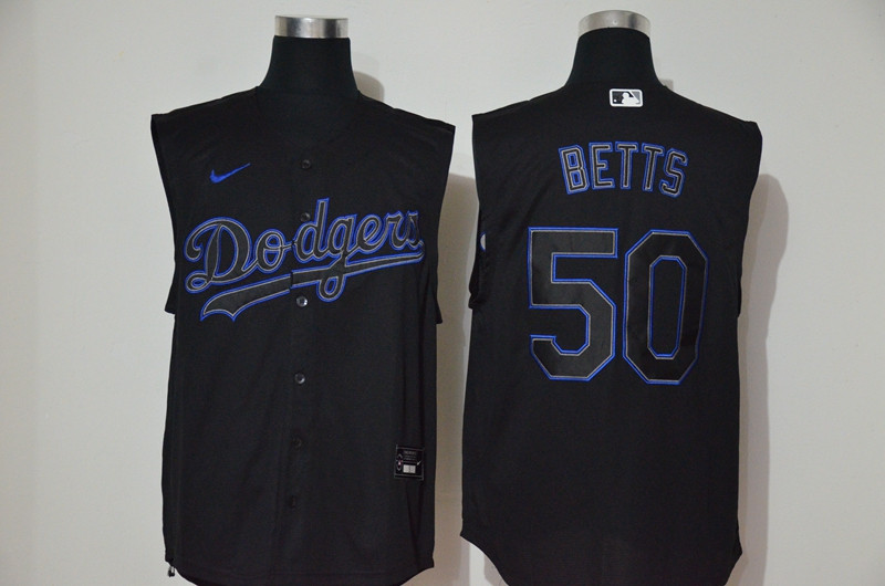 Dodgers 50 Mookie Betts Black Nike Cool Base Sleeveless Jersey