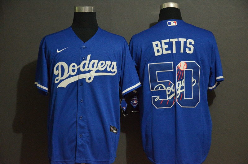 Dodgers 50 Mookie Betts Royal 2020 Nike Cool Base With Team Logo Jersey