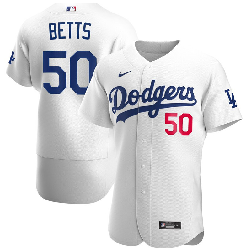 Dodgers 50 Mookie Betts White 2020 Nike Flexbase Jersey