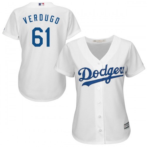 Dodgers 61 Alex Verdugo White Women Cool Base Jersey